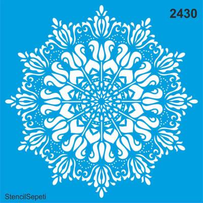 Çiçekli Mandala Deseni - Stencil Desen Şablonu - 1