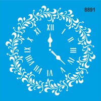 Çiçekli Saat - Stencil Boyama Şablonu - StencilSepeti