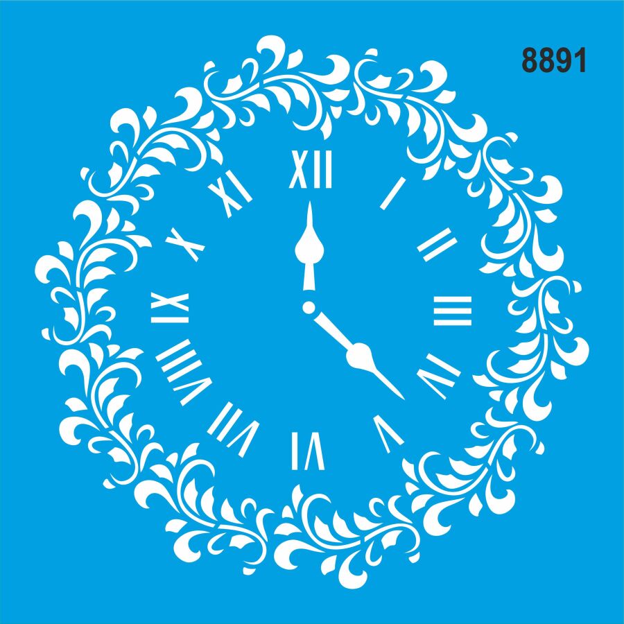 Çiçekli Saat - Stencil Boyama Şablonu - 1