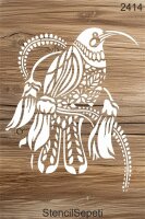 Daldaki Kuş Deseni - Stencil Boyama Şablonu - 2