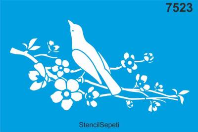 Daldaki Kuşlar - Stencil Desen Şablonu - 1