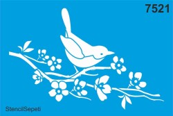 Daldaki Kuşlar - Stencil Desen Şablonu - StencilSepeti