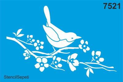 Daldaki Kuşlar - Stencil Desen Şablonu - 1
