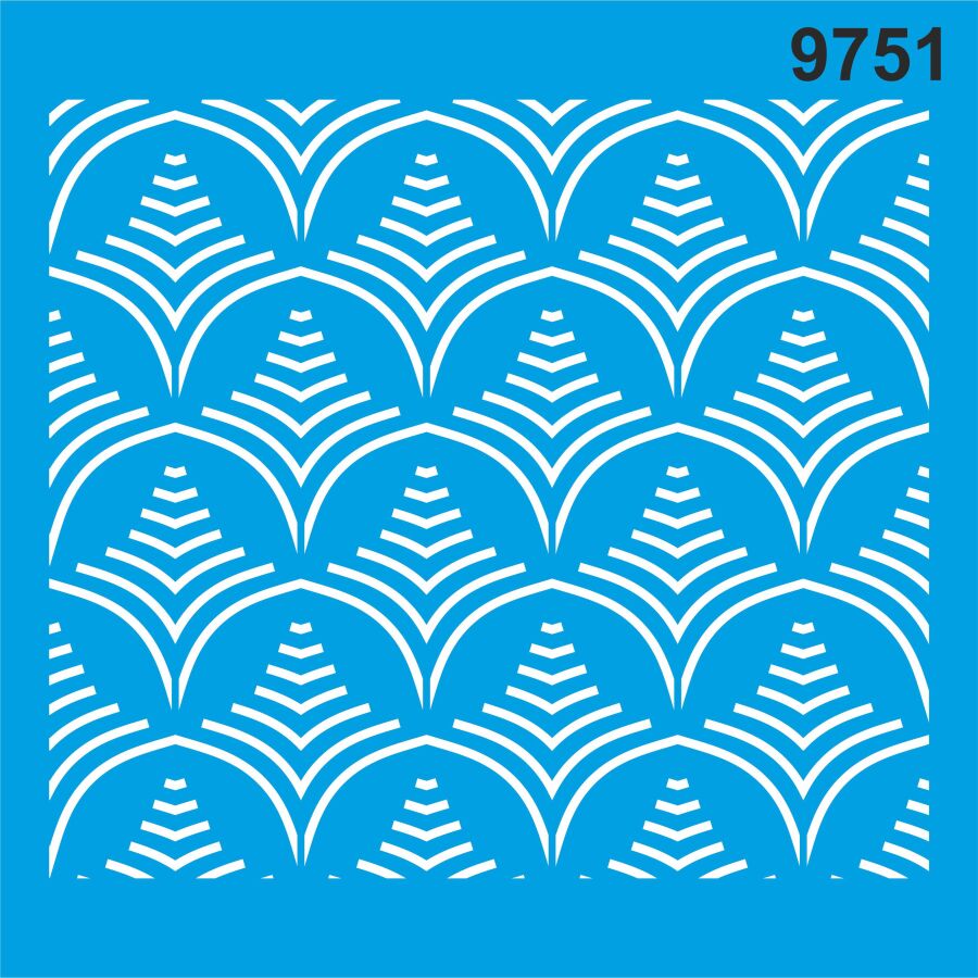 Dalgalı Geometrik Desen - Stencil Boyama Şablonu - 1