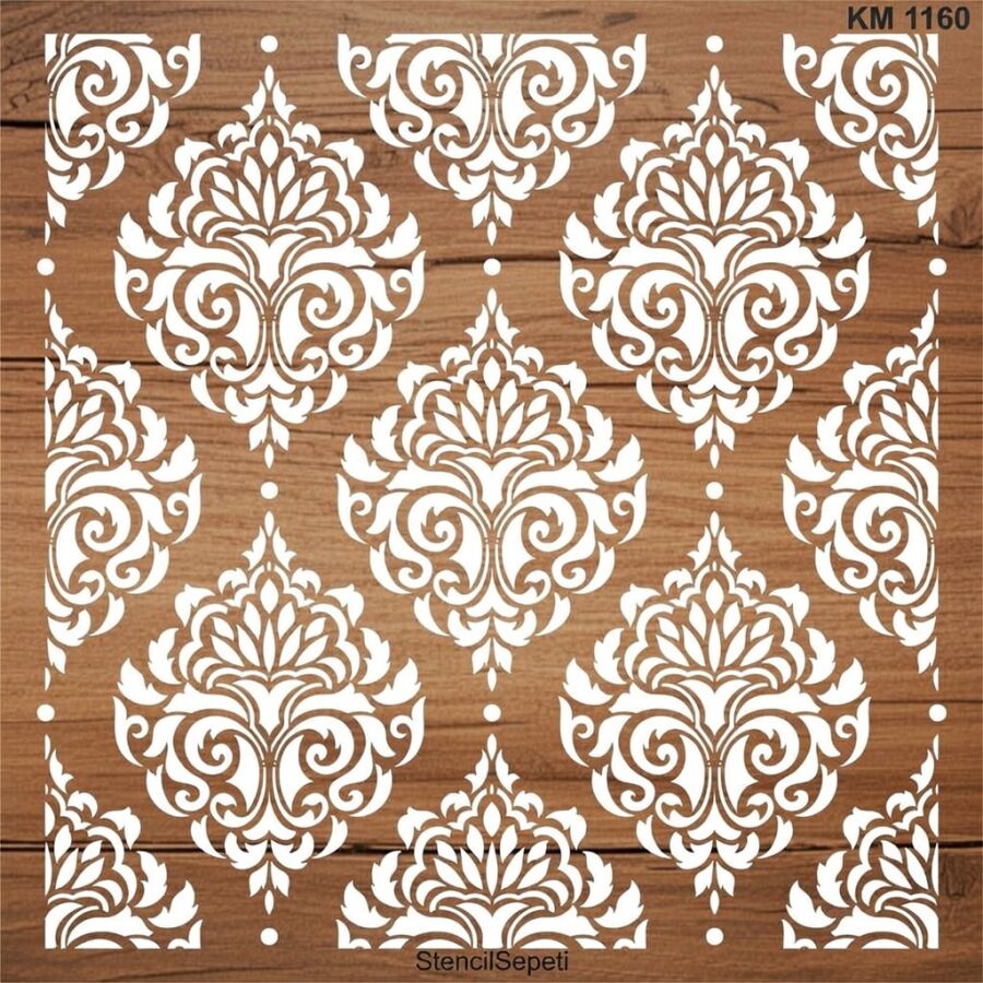 Damask Deseni - Stencil Boyama Şablonu - 2