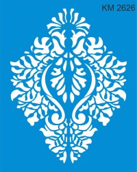 Damask Duvar Deseni - Stencil Boyama Şablonu - StencilSepeti