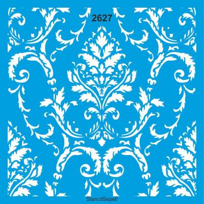 Damask Duvar Deseni - Stencil Boyama Şablonu - 1