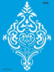 Damask Duvar Deseni - Stencil Boyama Şablonu - StencilSepeti