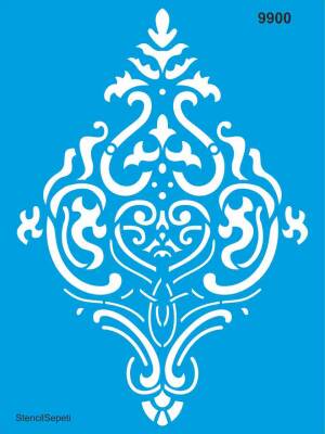 Damask Duvar Deseni - Stencil Boyama Şablonu - 1