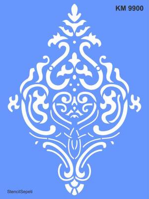 Damask Duvar Deseni - Stencil Boyama Şablonu - 1