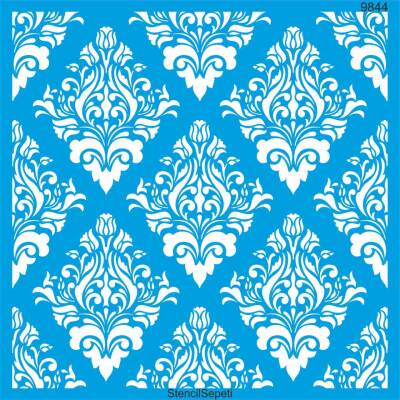 Damask Duvar Deseni - Stencil Desen Şablonu - 1