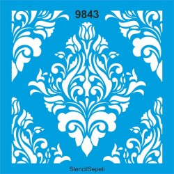 Damask Duvar Deseni - Stencil Desen Şablonu - StencilSepeti
