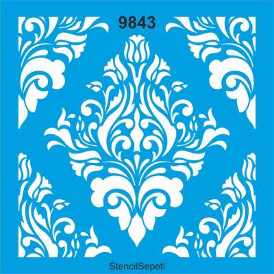 Damask Duvar Deseni - Stencil Desen Şablonu - 1