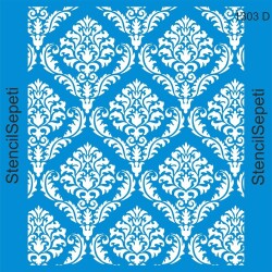Damask Duvar Deseni - Stencil Şablon - StencilSepeti