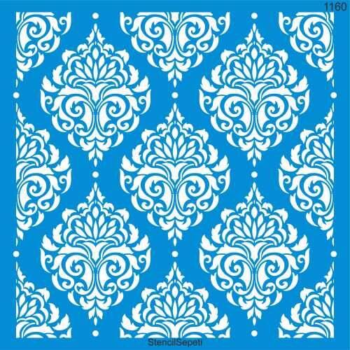 Damask Duvar Deseni - Stencil Şablonu - 1