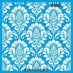 Damask Duvar Deseni - Stencil Şablon - StencilSepeti