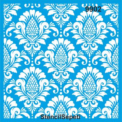 Damask Duvar Deseni - Stencil Şablon - 1