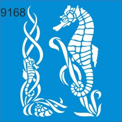 Deniz Atlı Kenar Deseni - Stencil Şablon - StencilSepeti