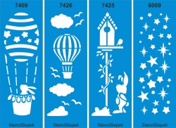 Dörtlü Çocuk Kenar Deseni Seti 04 - Stencil Boyama Şablonu - StencilSepeti