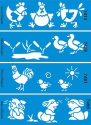 Dörtlü Hayvanlı Kenar Deseni Seti 07 - Stencil Boyama Şablonu - StencilSepeti