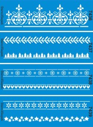 Dörtlü Kenar Deseni Seti 01 - Stencil Boyama Şablonu - StencilSepeti