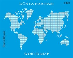 Dünya Haritası - Stencil Desen Şablonu - StencilSepeti