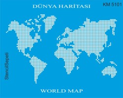 Dünya Haritası - Stencil Desen Şablonu - StencilSepeti