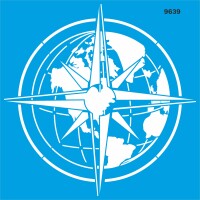 Dünya Ve Pusula Deseni - Stencil Boyama Şablonu - 1