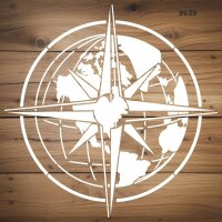 Dünya Ve Pusula Deseni - Stencil Boyama Şablonu - 2