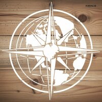 Dünya Ve Pusula Deseni - Stencil Boyama Şablonu - 2