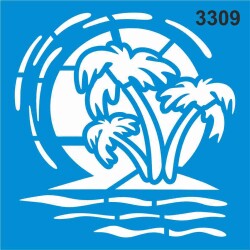 Egzotik Ada Deseni - Stencil Boyama Şablonu - StencilSepeti