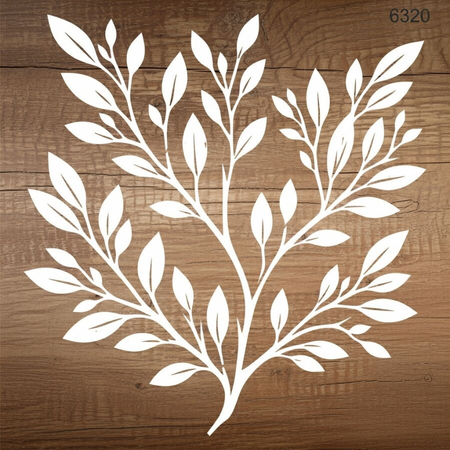 Yapraklı Duvar Deseni - Stencil Boyama Şablonu - 2