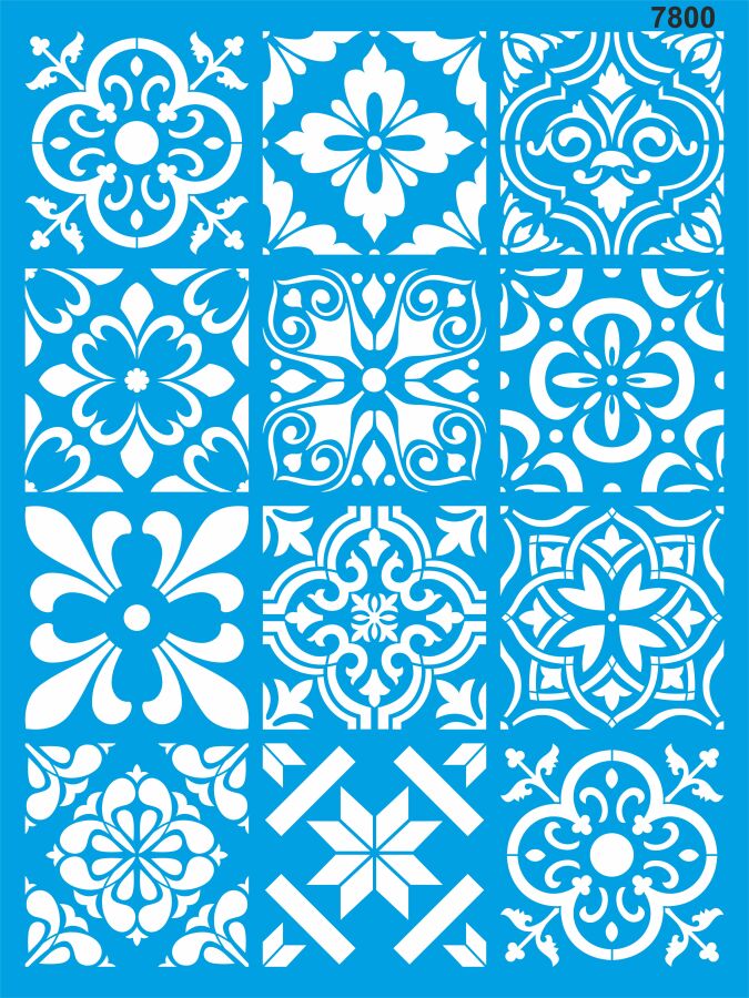 Fayanslı Duvar Deseni Stencil Boyama Şablonu - 1