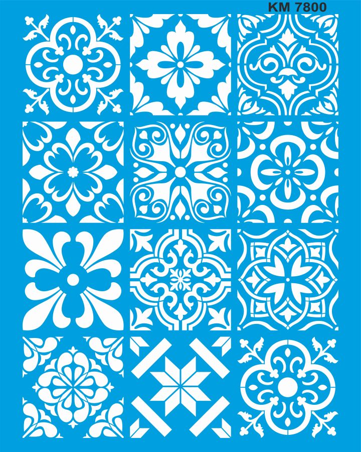 Fayanslı Duvar Deseni Stencil Boyama Şablonu - 1