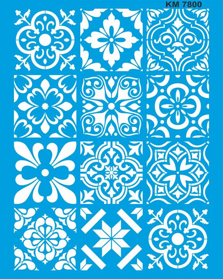 Fayanslı Duvar Deseni Stencil Boyama Şablonu - 1