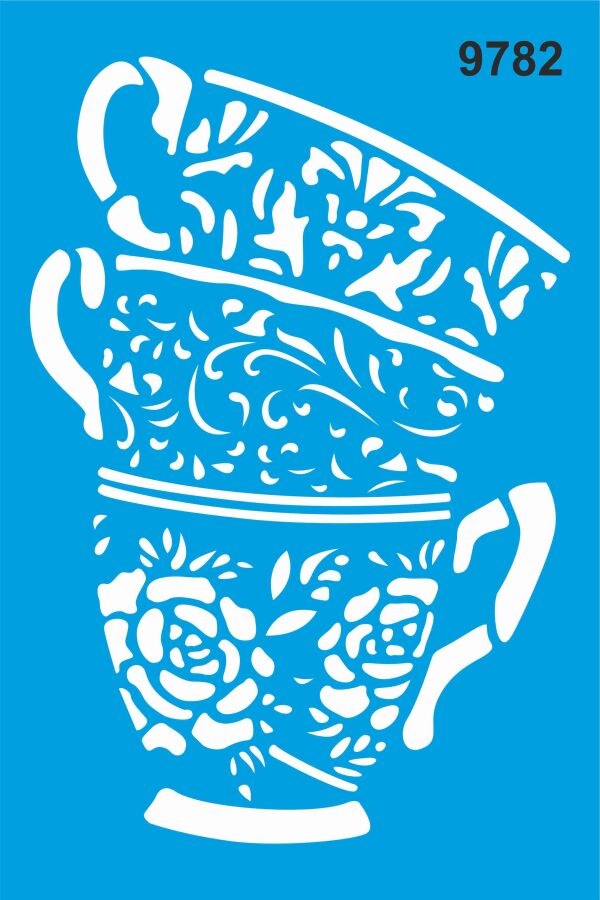 Fincanlar - Stencil Boyama Şablonu - 1