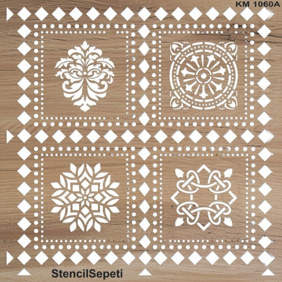 Geometrik Duvar Deseni - Stencil Boyama Şablonu - 2