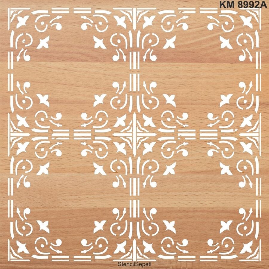 Geometrik Duvar Deseni - Stencil Boyama Şablonu - 2