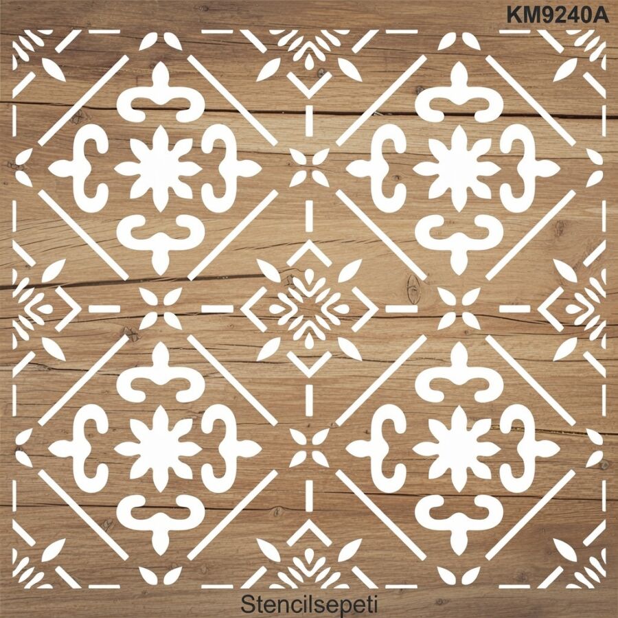 Geometrik Duvar Deseni - Stencil Boyama Şablonu - 2