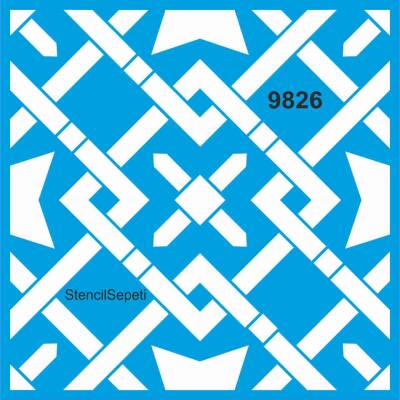 Geometrik Fayans Deseni - Stencil Desen Şablonu - 1