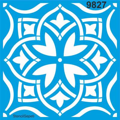 Geometrik Fayans Deseni - Stencil Desen Şablonu - 1