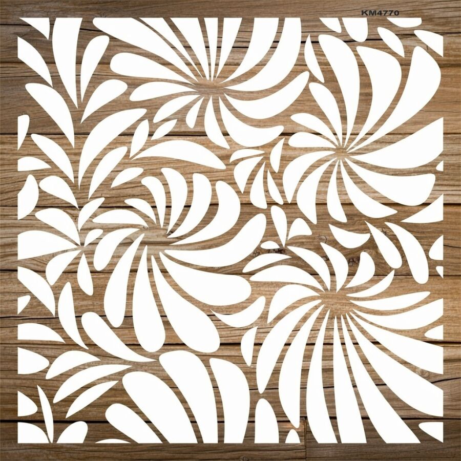 Yapraklı Duvar Deseni - Stencil Boyama Şablonu - 2