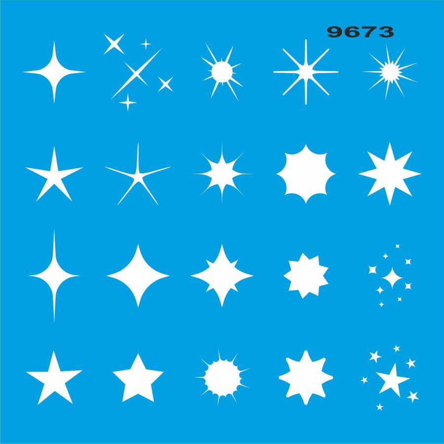 Geometrik Yıldızlar - Stencil Boyama Şablonu - 1