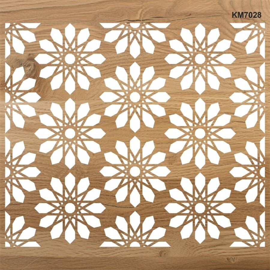 Geometrik Duvar Deseni Stencil Boyama Şablonu - 2
