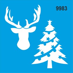 Geyik Çam Ağacı - Stencil Boyama Şablonu - StencilSepeti