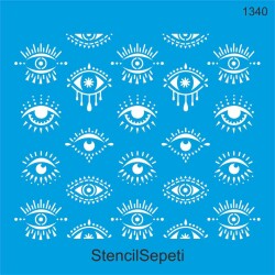 Gözler Duvar Deseni - Stencil Desen Şablonu - StencilSepeti