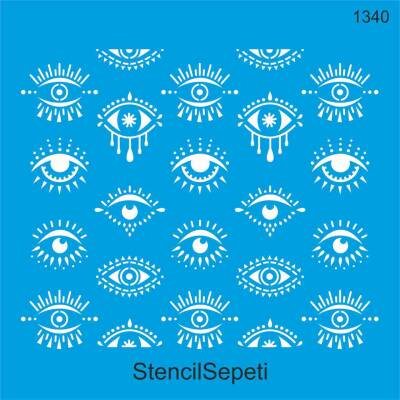 Gözler Duvar Deseni - Stencil Desen Şablonu - 1