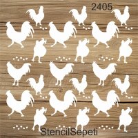 Horozlu Duvar Deseni - Stencil Boyama Şablonu - 2