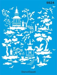 Japon Bahçesi - Stencil Boyama Şablonu - StencilSepeti