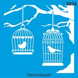 Kafesteki Kuşlar - StencilSepeti